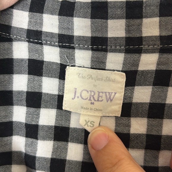 J. Crew The Perfect Shirt Button Down Gingham White Black size XS - Picture 5 of 11